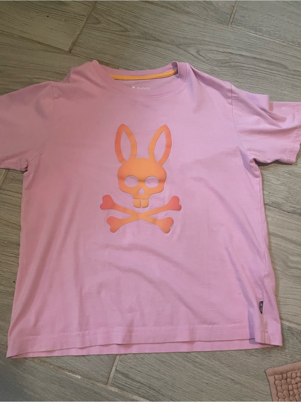 Psycho Bunny Kids Pink Tee with Orange Bunny Skull